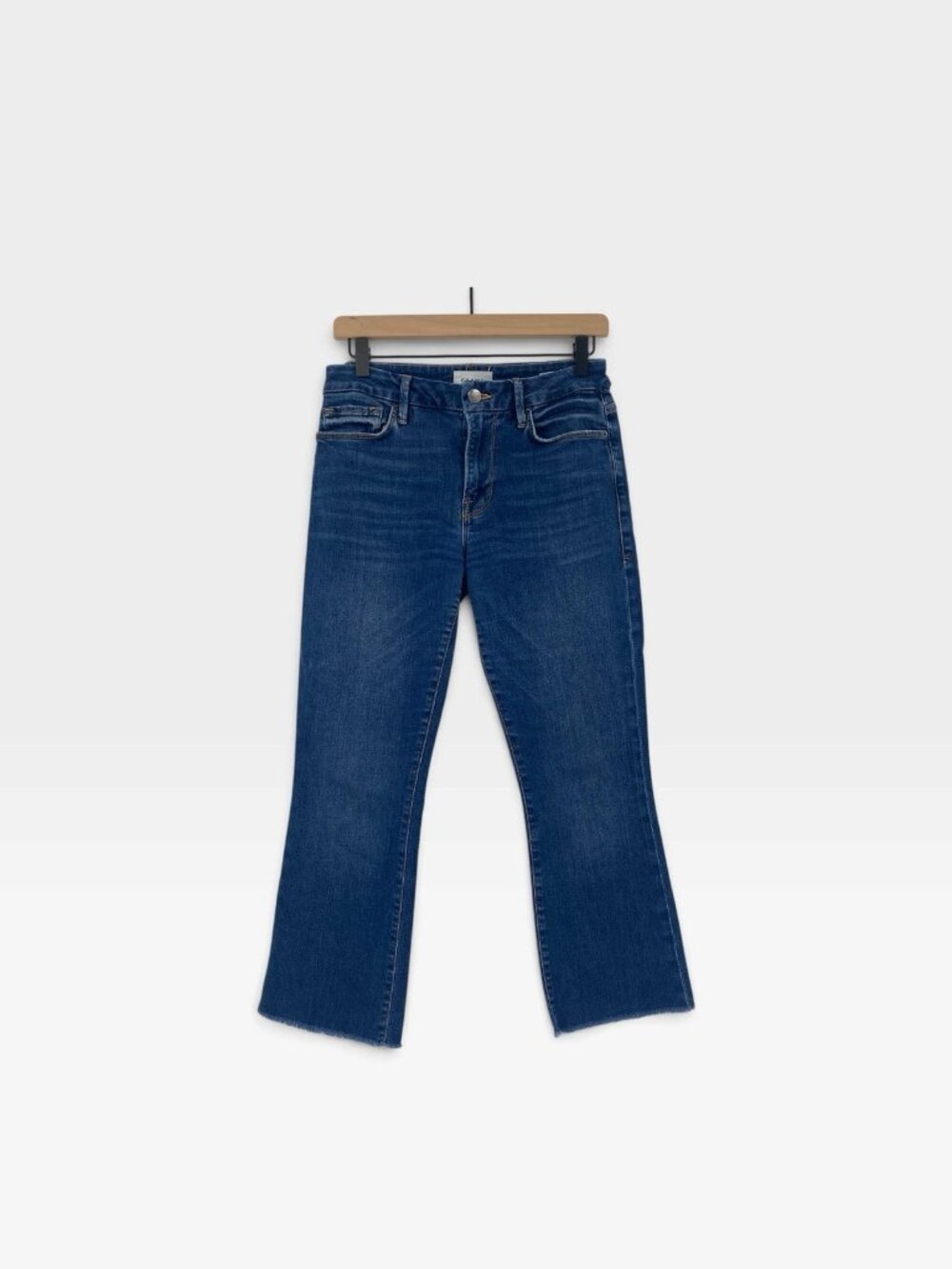 FRAME Size 27 Le Crop Mini Boot Jeans Blue High Rise Raw Hem
